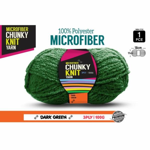 1 Pack Dark Green Microfibre Chunky Knitting Yarn – 100G  |   Wool & Yarn Arts & Craft Wool & Yarn