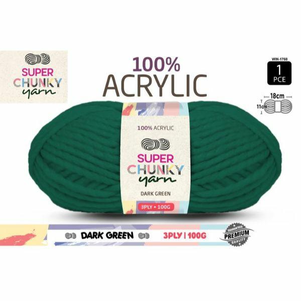 1 Pack Dark Green Super Chunky Knitting Yarn – 100G  |   Wool & Yarn Arts & Craft Wool & Yarn