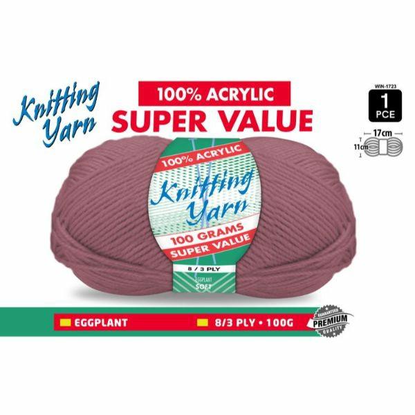 1 Pack Eggplant Knitting Yarn – 100G  |   Wool & Yarn Arts & Craft Wool & Yarn