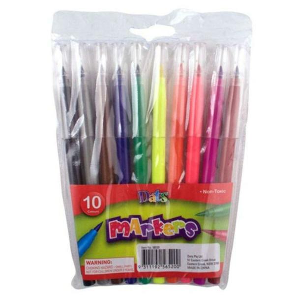 10 Pack Coloured Brush Tip Markers  |   Stationery Arts & Craft Red