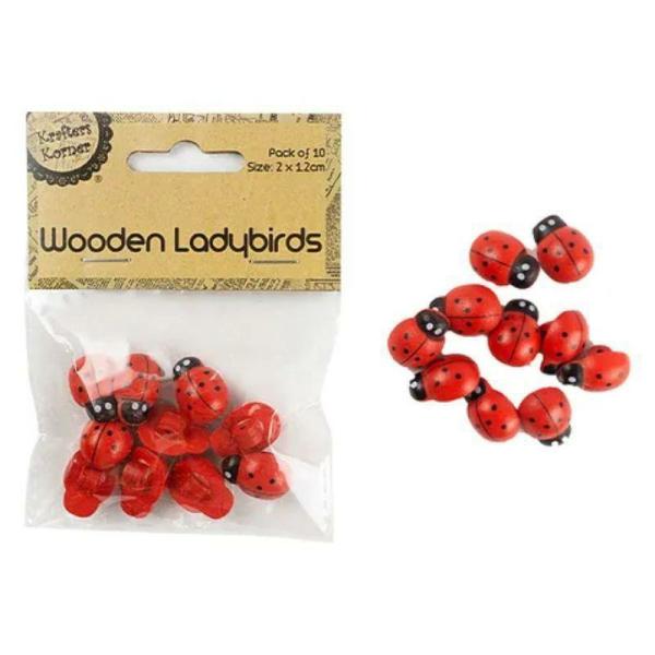 10 Pack Craft Wood Ladybugs  |   Stickers & Decorations Arts & Craft Red