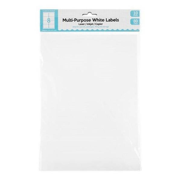 10 Sheet A4 Multi-Purpose White Labels – 8 Per Sheet  |   Stationery Arts & Craft Stationery