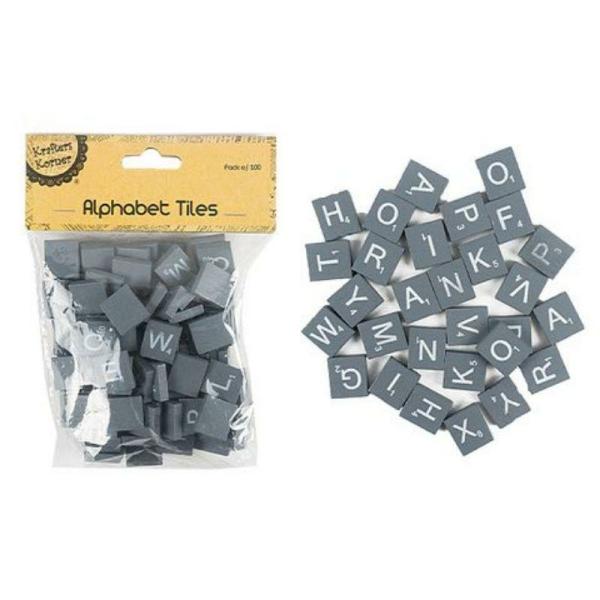 100 Grey Letter Tiles – 1.8Cm X 2Cm  |   Stickers & Decorations Arts & Craft Grey