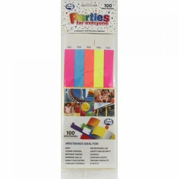 100 Pack Assorted Colour Wristbands  |   Stationery Arts & Craft Assorted