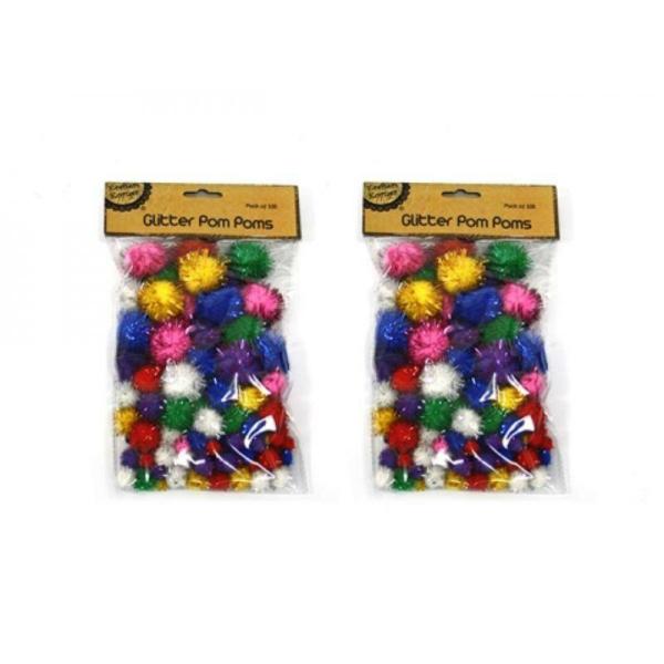 100 Pack Glitter Pom Poms  |   Stickers & Decorations Arts & Craft Multi