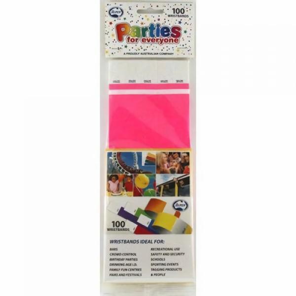 100 Pack Hot Pink Wristbands  |   Stationery Arts & Craft Pink