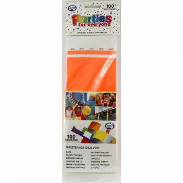 100 Pack Orange Wristbands  |   Stationery Arts & Craft Orange