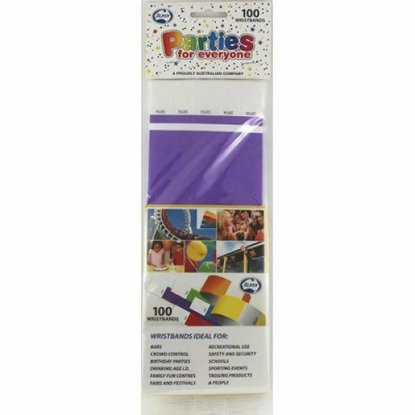 100 Pack Purple Wristbands  |   Stationery Arts & Craft Purple