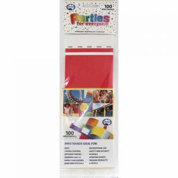 100 Pack Red Wristbands  |   Stationery Arts & Craft Red