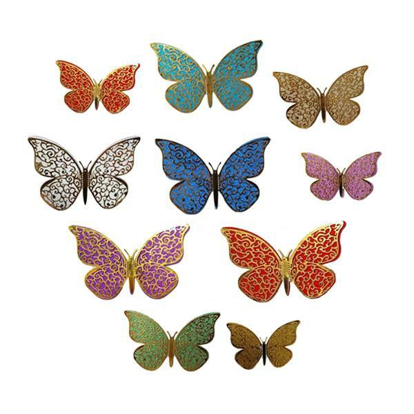 12 Pack 3D Multicolour Butterfly Sticker Decorations  |   Stickers & Decorations Arts & Craft Stickers & Decorations