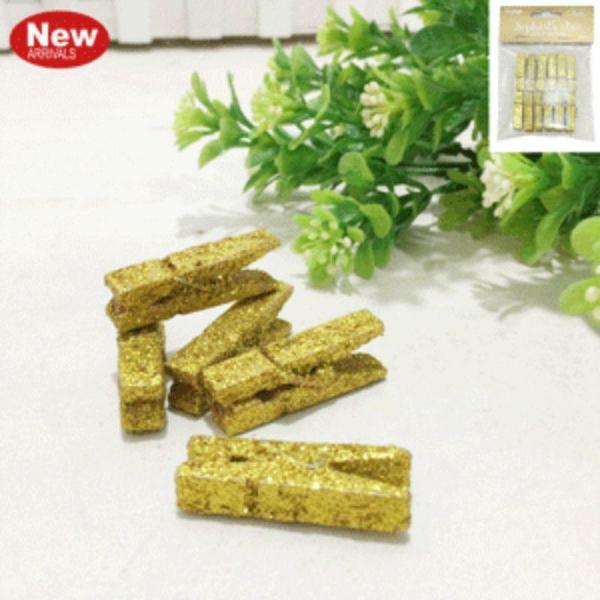 12 Pack Glitter Gold Pegs  |   Stickers & Decorations Arts & Craft Gold