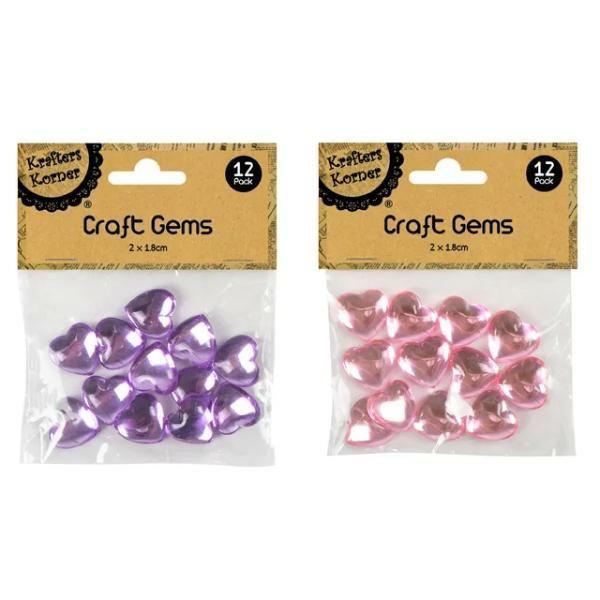 12 Pack Heart Gems Craft – 2Cm  |   Diy Craft Arts & Craft Diy Craft