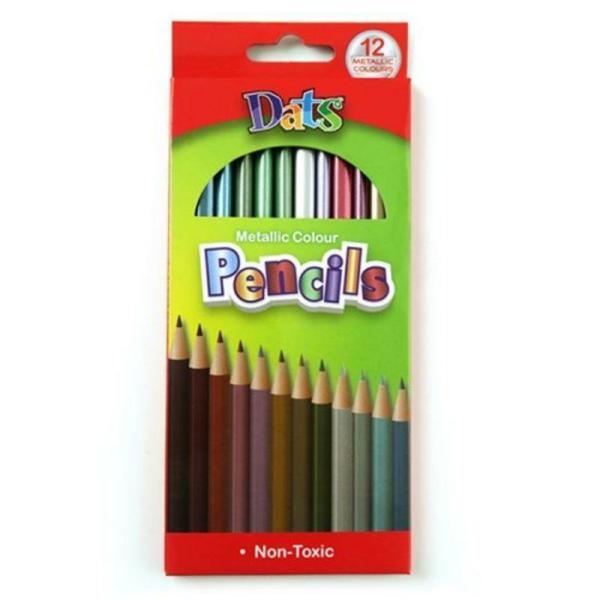 12 Pack Metallic Colour Pencils  |   Stationery Arts & Craft Multi