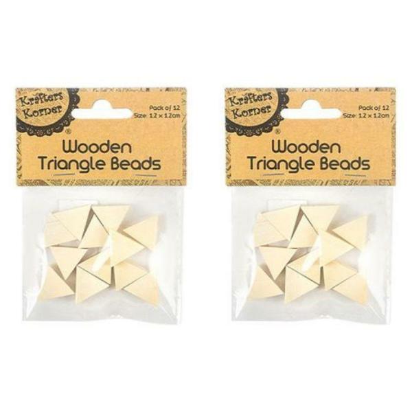 12 Pack Wooden Triangle Beads – 2Cm  |   Stickers & Decorations Arts & Craft Brown