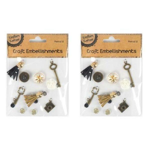 12 Piece Assorted Craft Embellishments  |   Stickers & Decorations Arts & Craft Assorted