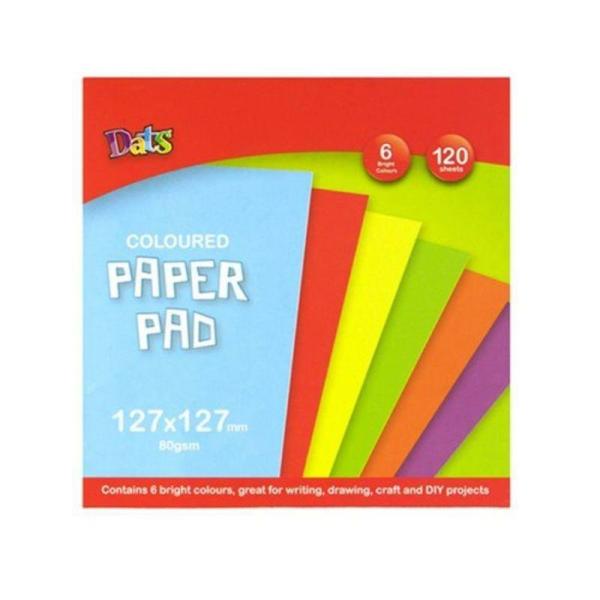 120 Sheet Bright Coloured Paper Pads – 127Mm X 127Mm  |   Stationery Arts & Craft Multi