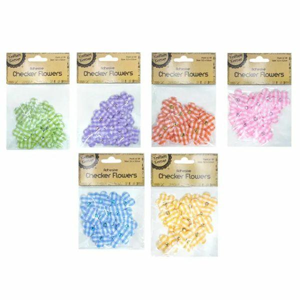 18 Pack Adhesive Checker Flowers – 3.2Cm  |   Stickers & Decorations Arts & Craft Stickers & Decorations