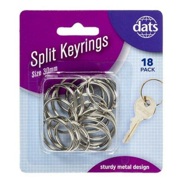 18 Pack Split Keyrings – 30Mm  |   Stationery Arts & Craft Silver