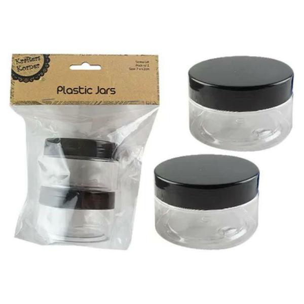 2 Pack Plastic Jars With Black Screw On Cap – 7Cm X 4Cm  |   Diy Craft Arts & Craft Black