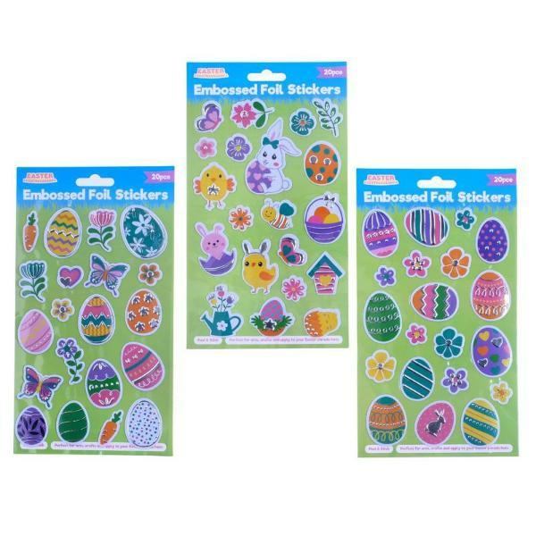 20 Pack Easter Embossed Foil Stickers – 14Cm X 25Cm  |   Stickers & Decorations Arts & Craft Stickers & Decorations