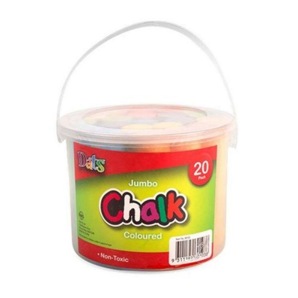 20 Pack Jumbo Coloured Chalks In Bucket  |   Stationery Arts & Craft Red