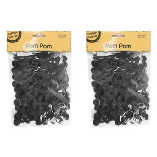 200 Pack Black Pom Pom – 1.5Cm  |   Stickers & Decorations Arts & Craft Black