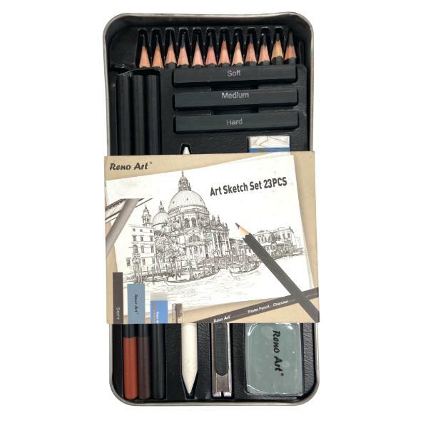 23 Pack Art Sketch Set In Tin Box  |   Stationery Arts & Craft Stationery