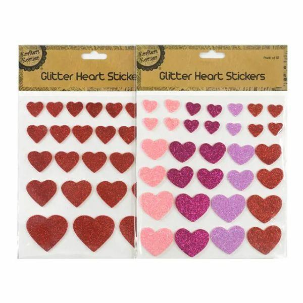 25 Pack Glitter Heart Stickers  |   Stickers & Decorations Arts & Craft Stickers & Decorations