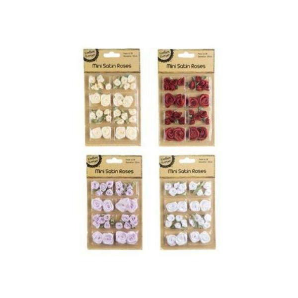 28 Pack Mini Satin Roses  |   Stickers & Decorations Arts & Craft Stickers & Decorations