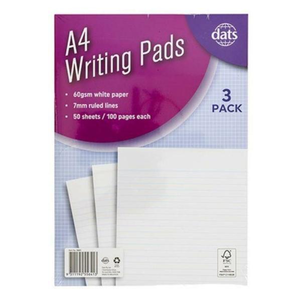 3 Pack 100Pg Writing Pads – A4  |   Exercise Books & Folders Arts & Craft Exercise Books & Folders