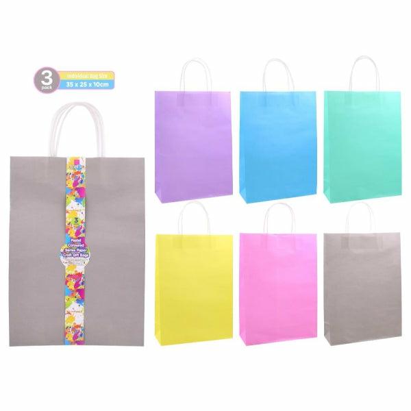 3 Pack Colourful Pastel Craft Gift Bags – 35Cm X 25Cm X 10Cm  |   Diy Craft Arts & Craft Diy Craft