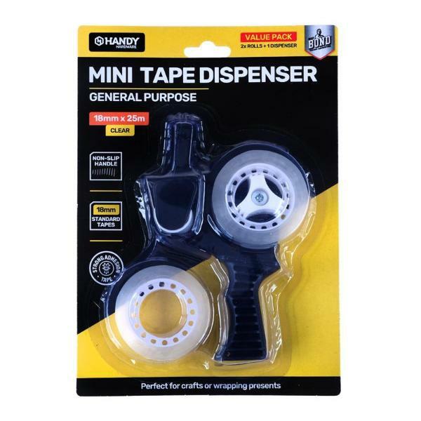 3 Pack Mini Black Tape Dispenser With Tape Rolls  |   Tapes Arts & Craft Tapes