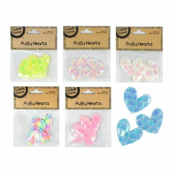 3 Pack Sequin Puffy Hearts – 4.9Cm X 4.5Cm  |   Stickers & Decorations Arts & Craft Stickers & Decorations