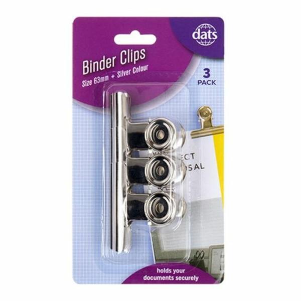 3 Pack Silver Binder Clips – 6.3Cm  |   Stationery Arts & Craft Silver