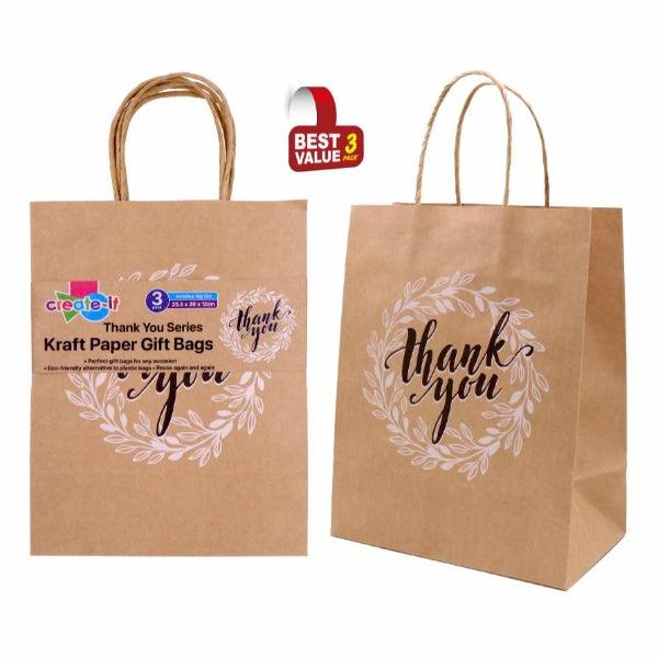 3 Pack Thank You Craft Gift Bags – 25.5.Cm X 20Cm X 12Cm  |   Diy Craft Arts & Craft Diy Craft