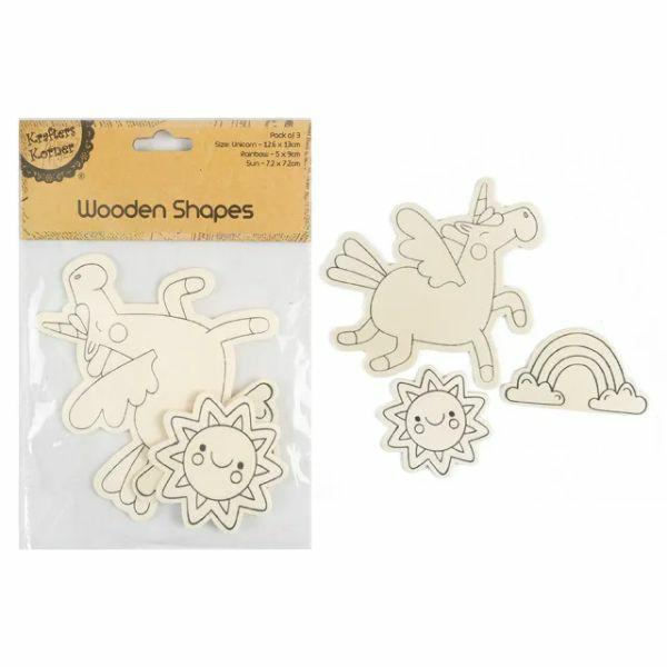 3 Pack Wooden Shapes  |   Stickers & Decorations Arts & Craft Stickers & Decorations