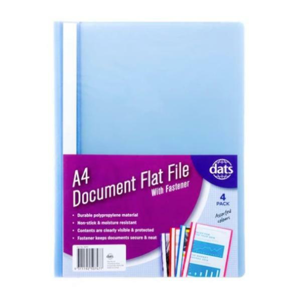 4 Pack A4 Document Flat File With Fastener  |   Exercise Books & Folders Arts & Craft Exercise Books & Folders