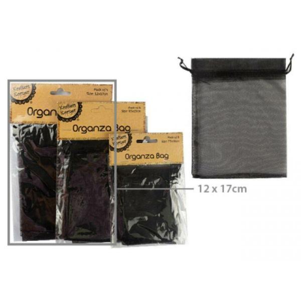 4 Pack Black Organza Bag – 12Cm X 17Cm  |   Diy Craft Arts & Craft Black