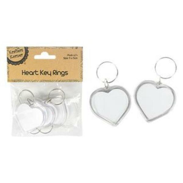 4 Pack Heart Keyrings – 5Cm X 5Cm  |   Wool & Yarn Arts & Craft Wool & Yarn