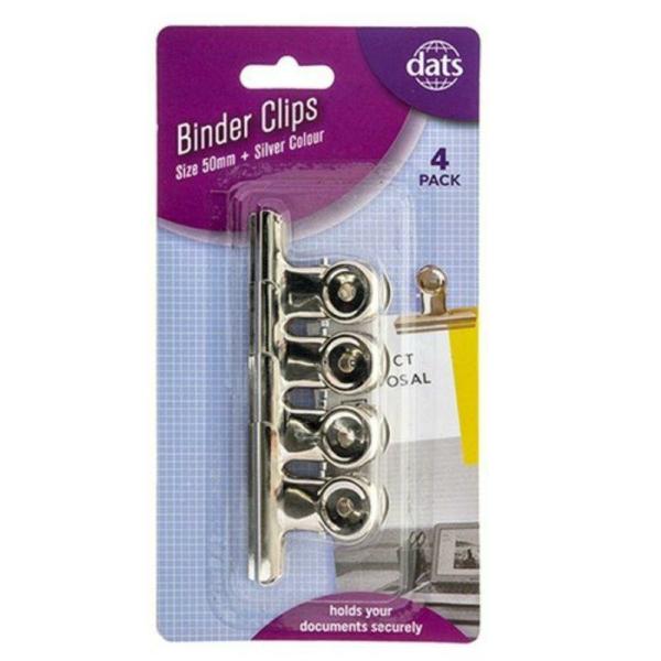 4 Pack Silver Binder Clips – 50Mm  |   Stationery Arts & Craft Silver