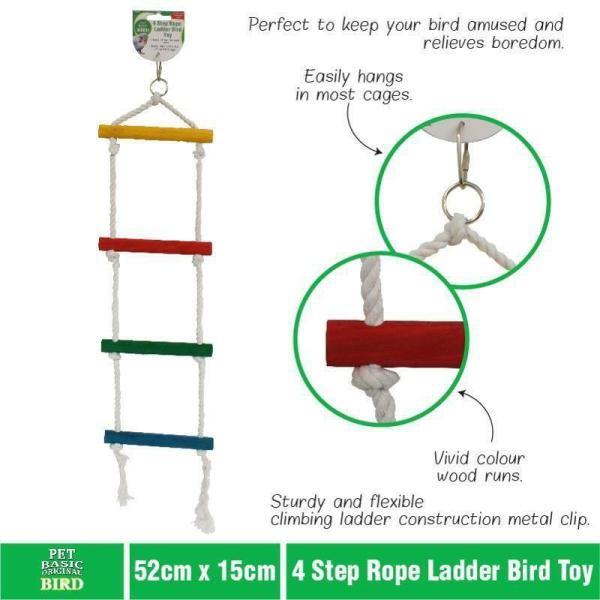 4 Step Rope Ladder Bird Toy – 52Cm X 15Cm  |   Pet Toys Pet Supplies Pet Toys