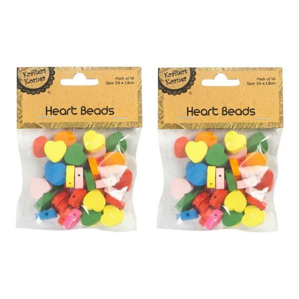 40 Pack Colour Heart Beads – 1.8Cm X 0.6Cm  |   Diy Craft Arts & Craft Diy Craft