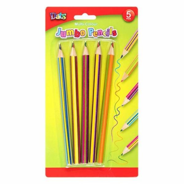 5 Pack Jumbo Multi-Colour Pencils  |   Stationery Arts & Craft Multi