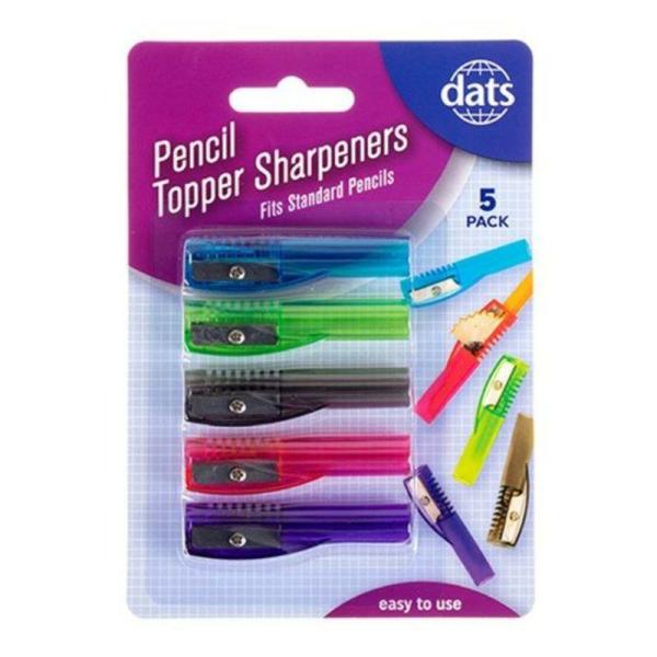 5 Pack Mixed Colour Pencil Topper Sharpeners  |   Stationery Arts & Craft Multi