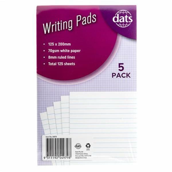 5 Pack Ruled Writing Pads  |   Exercise Books & Folders Arts & Craft Exercise Books & Folders