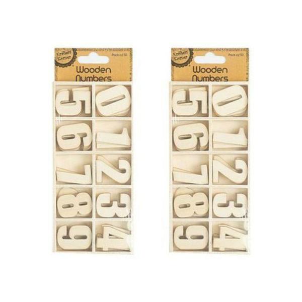 50 Pack Wooden Numbers – 3Cm  |   Stickers & Decorations Arts & Craft Stickers & Decorations