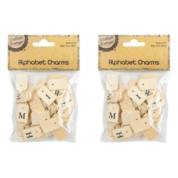 52 Pack Wooden Alphabet Charms – 1.5Cm X 2.5Cm  |   Stickers & Decorations Arts & Craft Stickers & Decorations