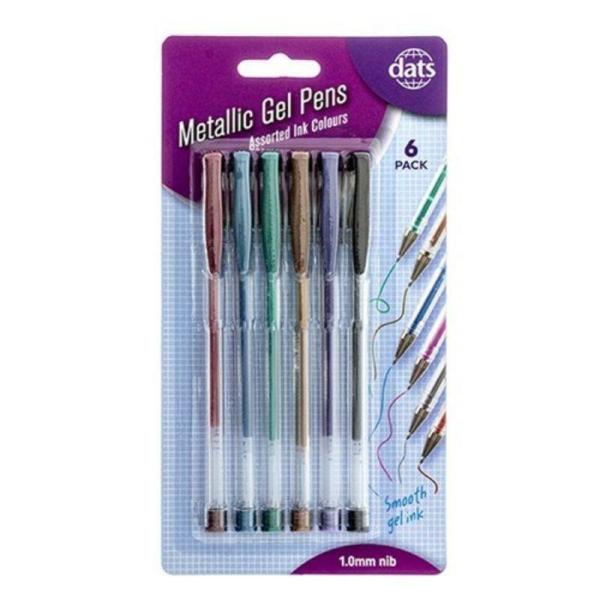 6 Pack Metallic Mixed Colour Gel Pens  |   Stationery Arts & Craft Stationery