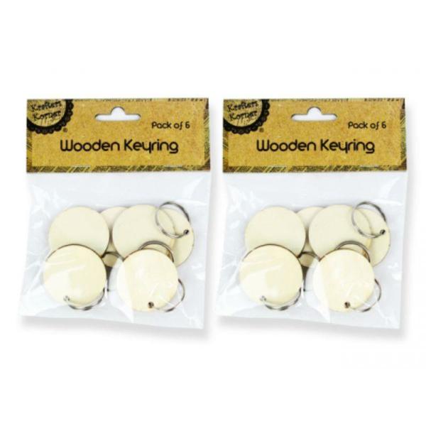 6 Pack Wooden Keyring – 4Cm  |   Diy Craft Arts & Craft Brown