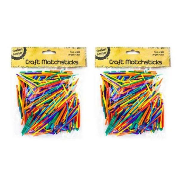 600 Pack Craft Coloured Match Sticks – 5Cm  |   Stickers & Decorations Arts & Craft Red